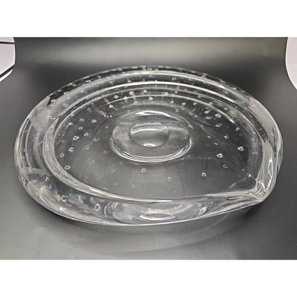 Vintage Kosta Boda Signed Hand Blown Art Glass Ashtray 7.5x8.5" - Picture 1 of 3